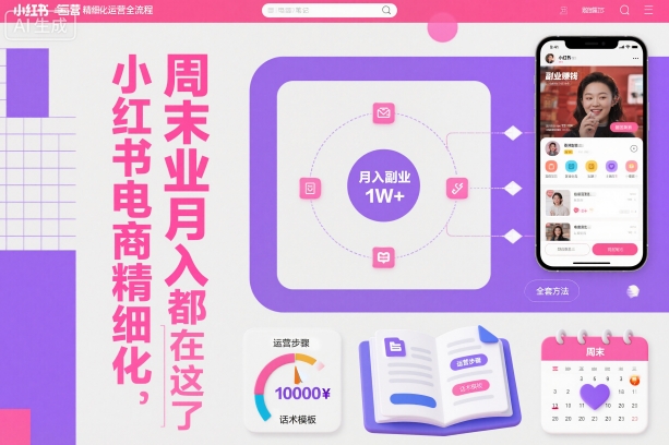 小红书电商精细化运营全流程，周末副业月入1W+，全套方法都在这了-数智网创