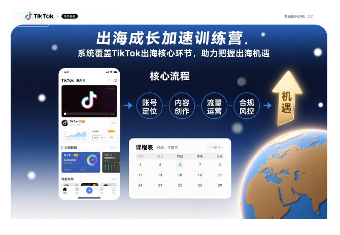 出海成长加速训练营，系统覆盖TikTok出海核心环节，助力把握出海机遇(更新)-数智网创