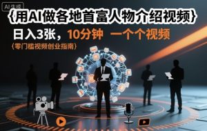 用AI做各地首富人物介绍视频,日入3张,10分钟一个视频-数智网创