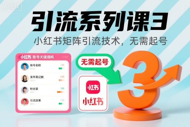 引流系列课3,小红书矩阵引流技术,无需起号-数智网创