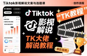 Tiktok影视解说文案与选题课，TK大佬影视解说教程-数智网创