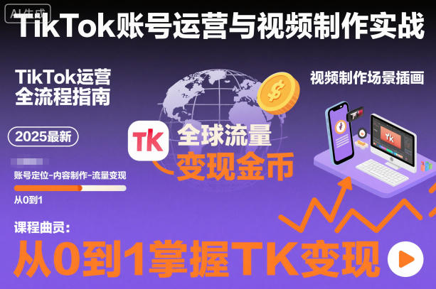 2025最新TikTok账号运营与视频制作实战全流程,从0到1掌握TK变现(含11月最新TK搬运技术)-数智网创
