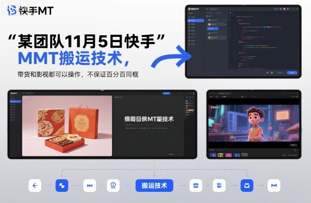 某团队11月5日快手MT搬运技术，带货和影视都可以操作，不保证百分百同框，自测-数智网创