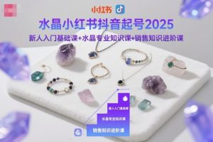 水晶小红书抖音起号2025,新人入门基础课+水晶专业知识课+销售知识进阶课-数智网创
