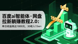 百度ai智能体·网盘拉新躺赚教程2.0：单日收益高达1800元，30收入15w+-数智网创