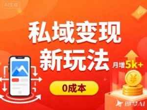 私域变现新玩法，0成本，多端引流，普通人月增收5k+-数智网创