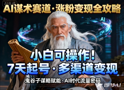 AI谋术赛道,涨粉快速,变现方式多样,小白可操作-数智网创