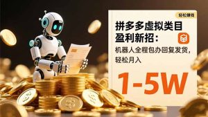 拼多多虚拟类目盈利新招：机器人全程包办回复发货，轻松月入 1-5W-数智网创