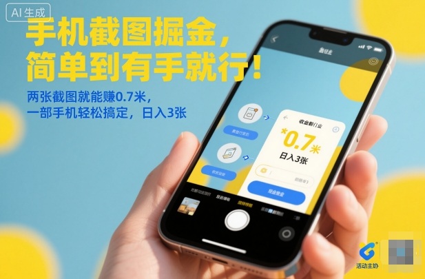 手机截图掘金，简单到有手就行！两张截图就能賺0.7米，一部手机轻松搞定，日入3张【揭秘】-数智网创