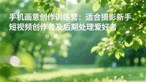 手机摄影之画意创作训练营:适合摄影新手、短视频创作者及后期处理爱好者-数智网创