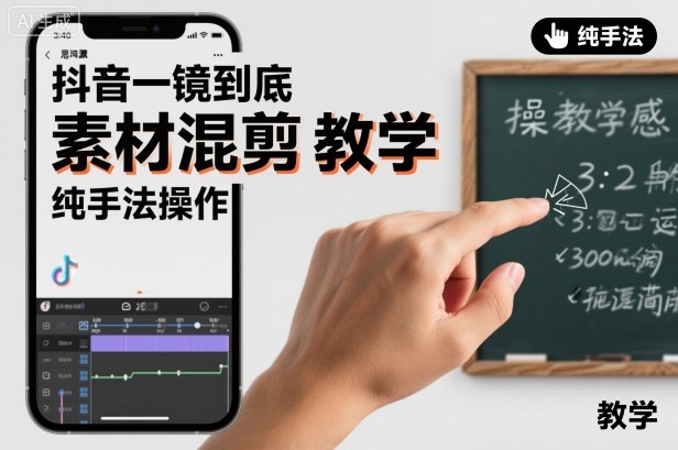 抖音一镜到底素材混剪教学，纯手法操作-数智网创
