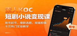 素人KOC短剧小说变现课：账号起号，爆款选题，双端剪辑，千万热门实操教学-数智网创
