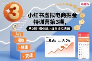 小红书虚拟电商掘金特训营第3期,从0到1带你玩小红书虚拟店铺-数智网创