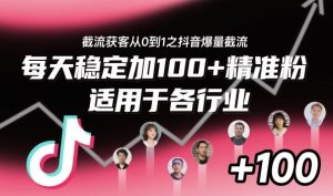 截流获客从0到1之抖音爆量截流,每天稳定加100+精准粉,适用于各行业-数智网创