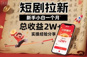 短剧拉新新手小白一个月总收益2W+实操经验分享-数智网创
