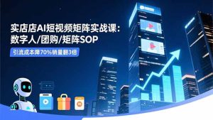 实体店AI短视频矩阵实战课：数字人/团购/矩阵SOP，引流成本降70%销量翻3倍-数智网创