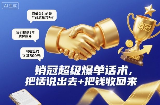 销冠超级爆单话术，把话说出去+把钱收回来-数智网创