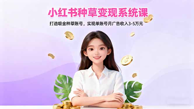 小红书种草变现系统课:打造吸金种草账号,实现单账号月广告收入3-5万元-数智网创