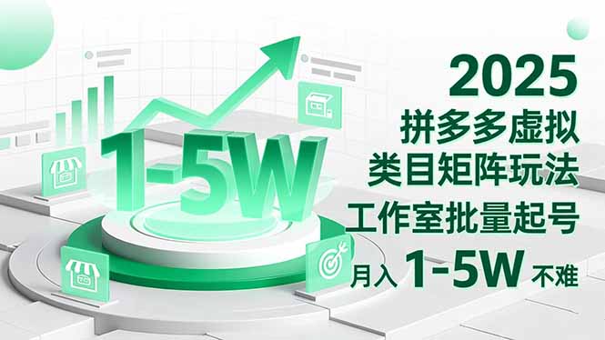 2025 拼多多虚拟类目矩阵玩法，工作室批量起号，月入 1-5W 不难-数智网创