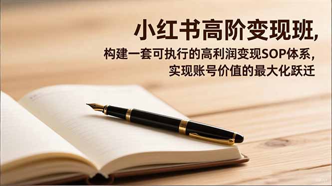 小红书高阶变现班，构建一套可执行的高利润变现SOP体系，实现账号价值的最大化跃迁-数智网创