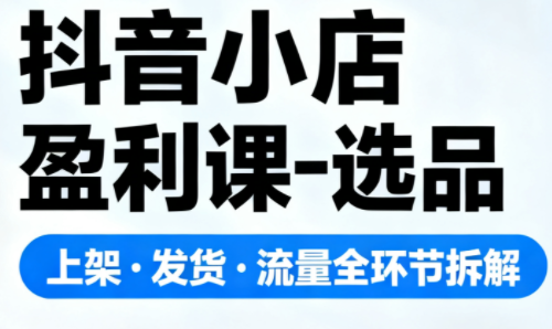 抖音小店盈利课-选品·上架·发货·流量全环节拆解-数智网创