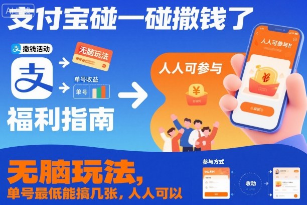 支付宝碰一碰撒钱了，无脑玩法，单号最低能搞几张，人人可以撸【揭秘】-数智网创