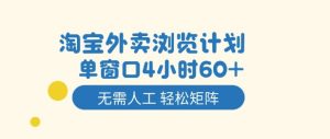 淘宝外卖浏览计划，到窗口4小时60+无需人工，轻松矩阵开干【揭秘】-数智网创