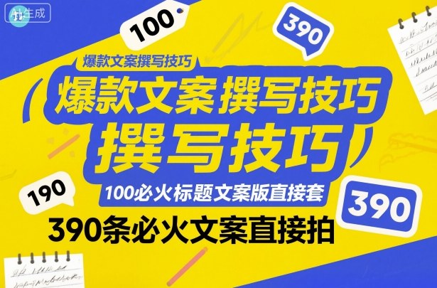 爆款文案撰写技巧，100个必火标题文案模版直接套，390条必火文案直接拍-数智网创