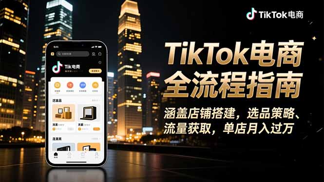 TikTok电商全流程指南，涵盖店铺搭建、选品策略、流量获取，单店月入过万-数智网创
