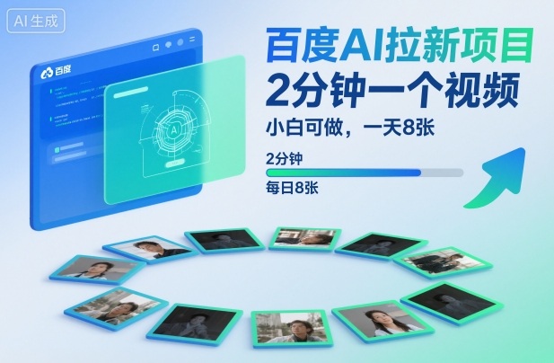 百度AI拉新项目,2分钟一个视频,小白可做,一天8张【附案例+保姆级教程】-数智网创
