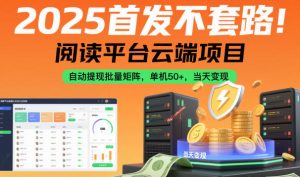 2025首发不套路!阅读平台云端项目,自动提现批量矩阵,单机50+,当天变现【揭秘】-数智网创