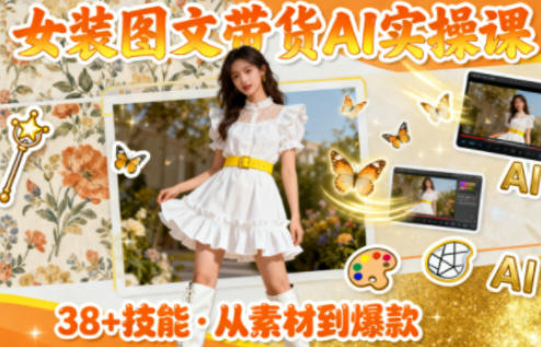 女装图文带货的AI实操课,覆盖38个实用技能,快速提升素材制作效率-数智网创