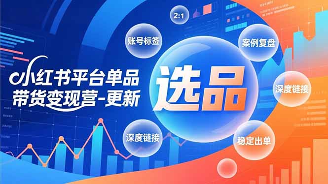 小红书平台单品带货变现营-更新，极致选品、账号标签、案例复盘，深度链接，快速启动稳定出单-数智网创