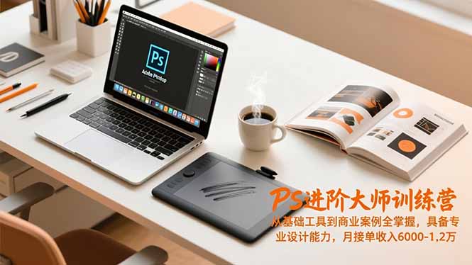 PS进阶大师训练营，从基础工具到商业案例全掌握，具备专业设计能力，月接单收入6000-1.2万-数智网创