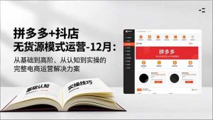 拼多多+抖店无货源模式运营-12月:从基础到高阶、从认知到实操的完整电商运营解决方案-数智网创