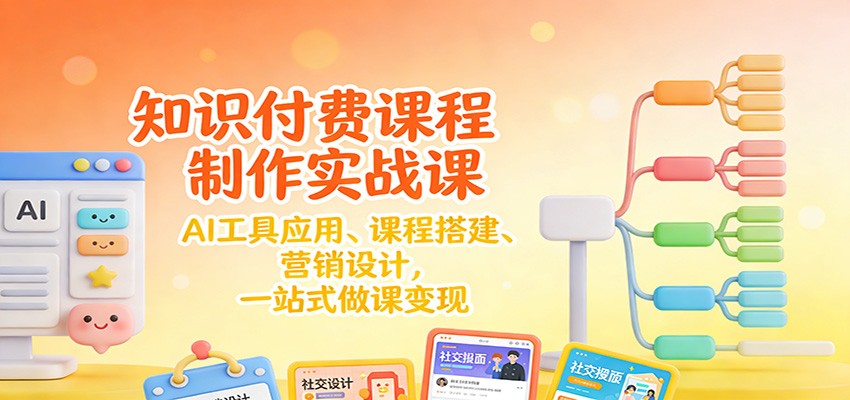 知识付费课程制作实战课：AI工具应用 、课程搭建、营销设计，一站式做课变现-数智网创