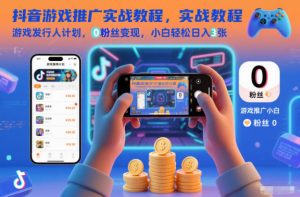 抖音游戏推广实战教程，游戏发行人计划，0粉丝变现，小白轻松日入3张-数智网创