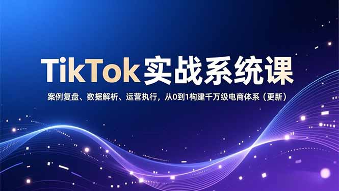 TikTok实战系统课，案例复盘、数据解析、运营执行，从0到1构建千万级电商体系(更新-数智网创