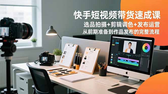 快手短视频带货速成课，选品拍摄+剪辑调色+发布运营，从前期准备到作品发布的完整流程-数智网创