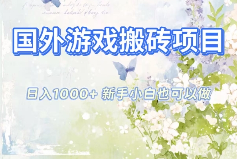 国外游戏搬砖项目，日入1k+，全自动解放双手，新手小白也可做【揭秘】-数智网创