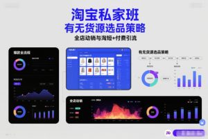 淘宝私家班，有无货源选品策略，高成功率爆款全流程打法，全店动销与淘短+付费引流-数智网创