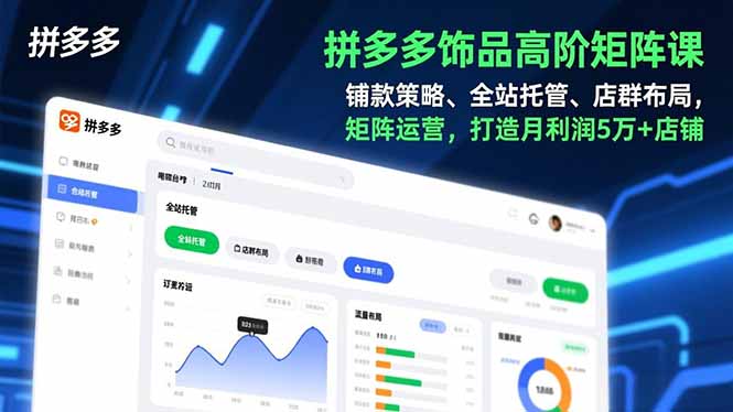 拼多多饰品高阶矩阵课，铺款策略、全站托管、店群布局，矩阵运营，打造月利润5万+店铺-数智网创