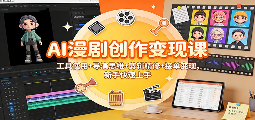 AI漫剧创作变现课：工具使用+导演思维+剪辑精修+接单变现，新手快速上手-数智网创