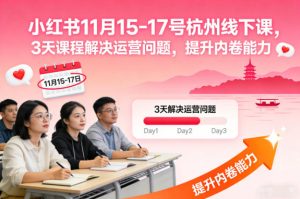 小红书11月15-17号杭州线下课，3天课程解决运营问题，提升内卷能力【音频+PPT图片】-数智网创