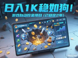 日入1K稳如狗!游戏自动挖金项目(已稳定2年),永不失业的副业之选【揭秘】-数智网创