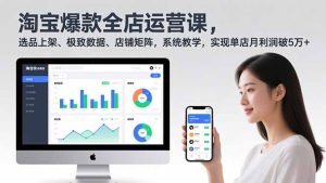 淘宝爆款全店运营课2.0，选品上架、极致数据、店铺矩阵，系统教学，实现单店月利润破5万+-数智网创