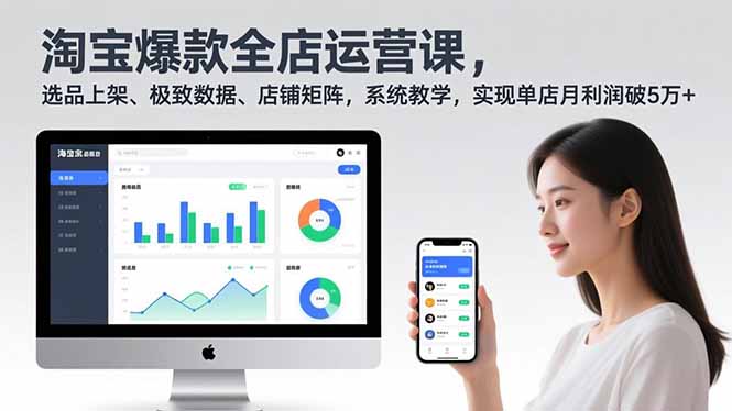 淘宝爆款全店运营课2.0，选品上架、极致数据、店铺矩阵，系统教学，实现单店月利润破5万+-数智网创