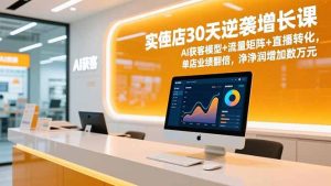 实体店30天逆袭增长课，AI获客模型+流量矩阵+直播转化，单店业绩翻倍，净利润增加数万元-数智网创