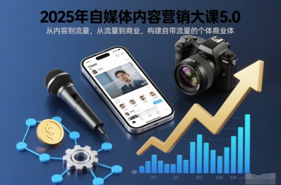 2025年自媒体内容营销大课5.0，从内容到流量，从流量到商业，构建自带流量的个体商业体-数智网创
