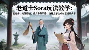 老道士Sora玩法教学:老道士、动漫剧情、美女多种风格,快速上手生成创意视频内容-数智网创